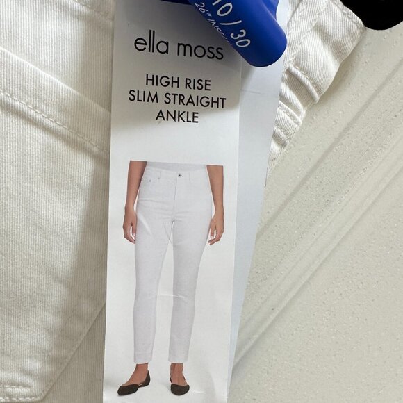 New Ella Moss Jeans Women's Size 10 White High Rise Slim Straight Ankle  Coastal - Picture 2 of 11